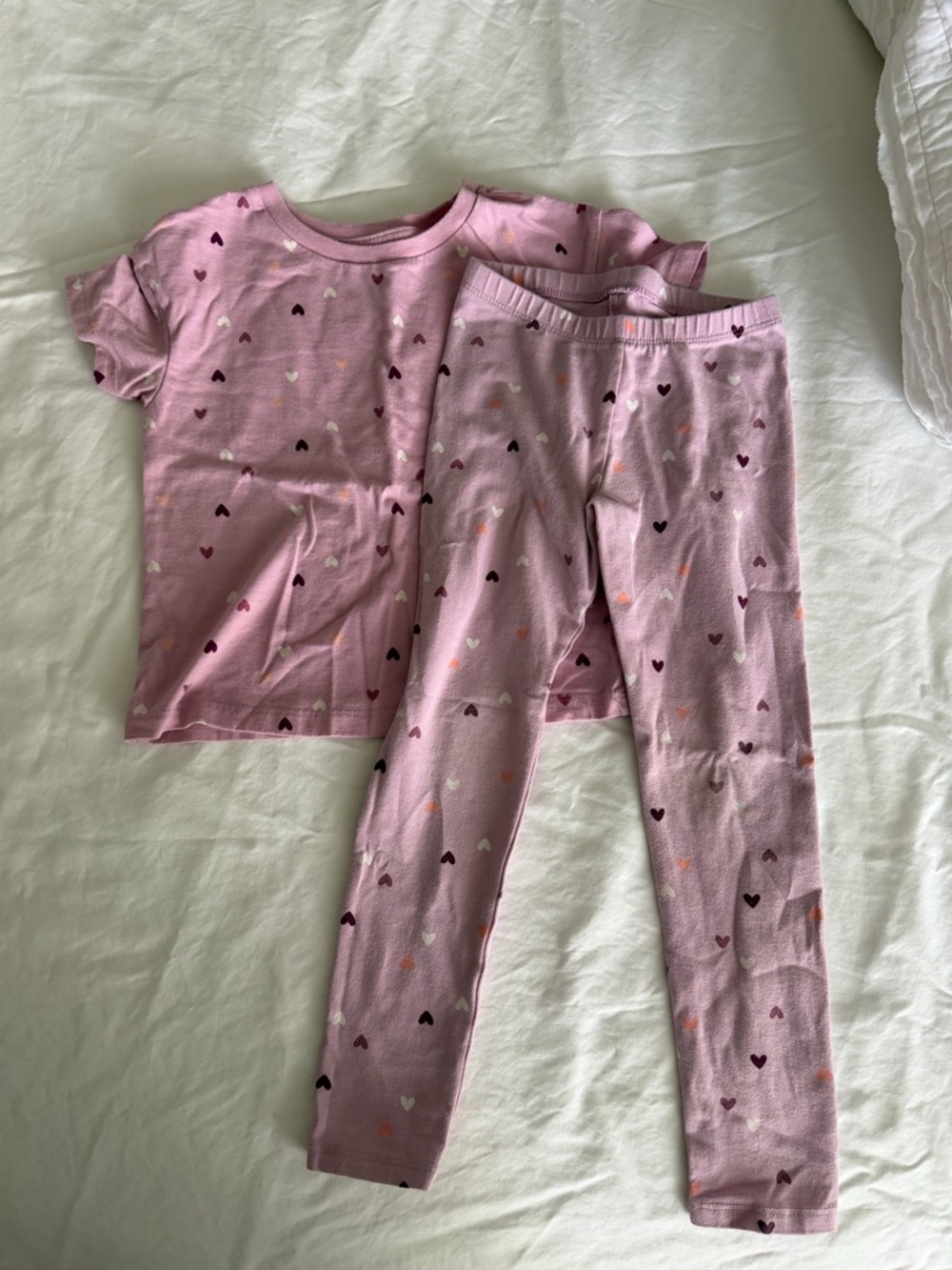 Toddler girl  Pink/purple Heart-Print outfit Set